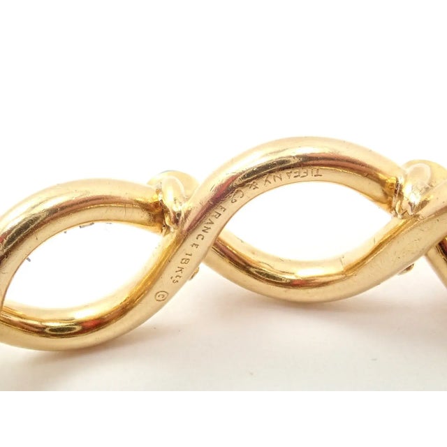 Metal Tiffany & Co. 18k Yellow Gold France Sapphire Bangle Bracelet For Sale - Image 7 of 10