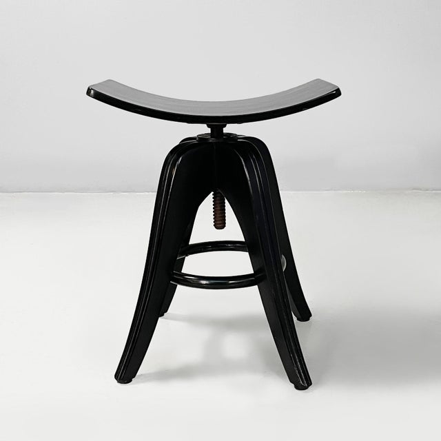 Italian Art Deco Black Wooden Stool, Early 1900s For Sale - Image 3 of 18