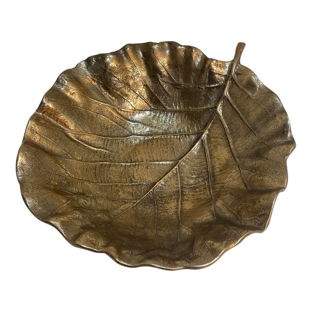20th Century Leaf Cast Gilt Bronze Metal Bowl For Sale