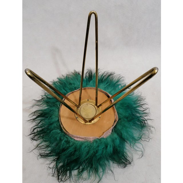 Vintage Fell & Brass Stool, 1970s For Sale - Image 3 of 5