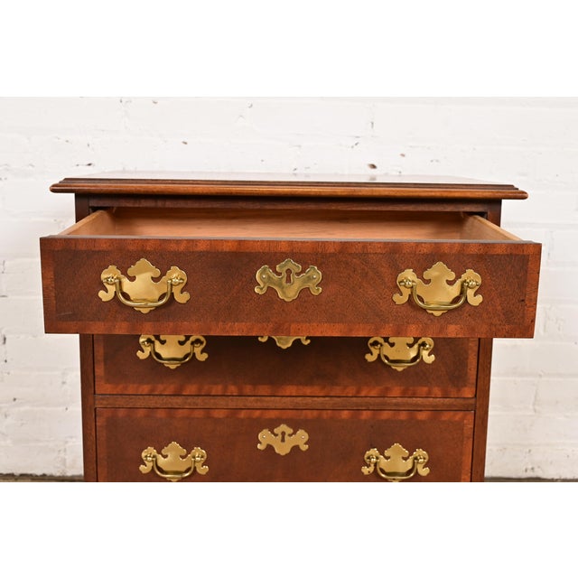 1980s Baker Furniture Georgian Banded Mahogany Bedside Chest For Sale In South Bend - Image 6 of 12