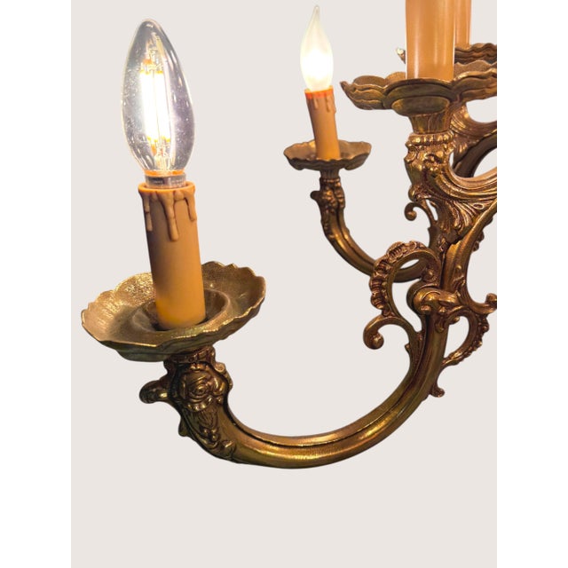 Antique Italian Baroque Style Ornate Figural Ormolu Brass Chandelier 12 Light For Sale - Image 11 of 13