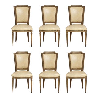 Vintage Louis XVI Style Painted Dining Room Chairs - Set of Six For Sale