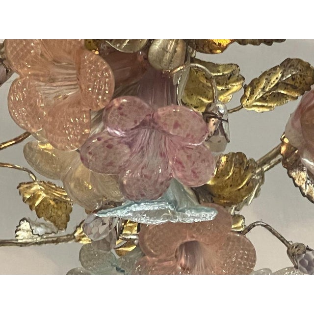 Pink Murano Glass Floral Chandelier, 1980s For Sale - Image 11 of 14