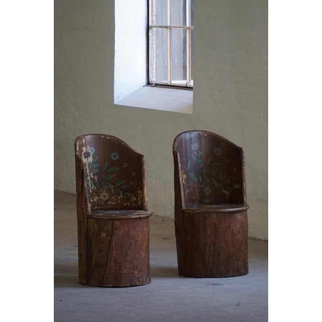 Swedish Folk Art Stump Chairs, 1890s, Set of 2 For Sale - Image 11 of 18