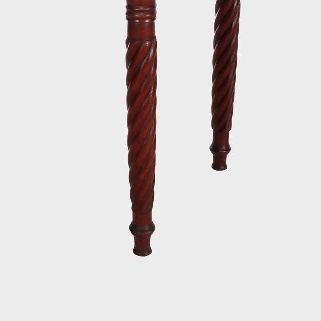 Early 19th Century Sheraton Mahogany 2 Drawer Drop Leaf Stand With Rope Twist Carved Legs C1830 For Sale - Image 5 of 16