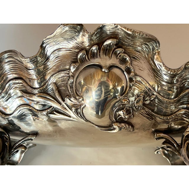 1900 - 1909 Circa 1900 Art Nuveau Movement Kayserzinn Pewterr Gardener Centerpiece Shell Vessel For Sale - Image 5 of 13
