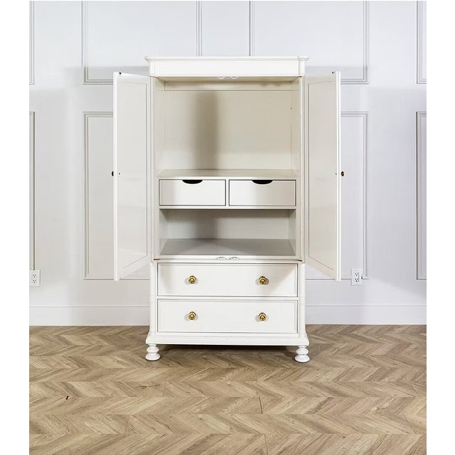 1970s 1970s Vintage Faux Bamboo Armoire From Baker Furniture Lacquered Off White For Sale - Image 5 of 5