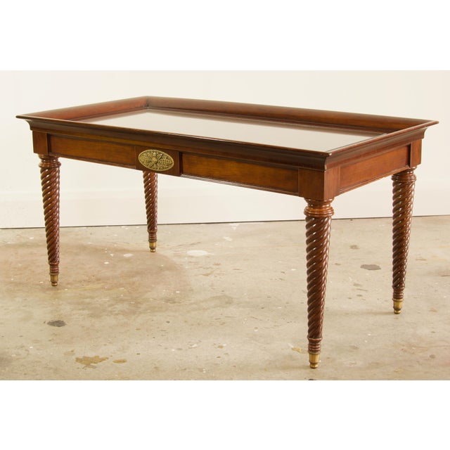Compact Regency Style Barley Twist Tray Top Coffee Table With Brass Sabots, Late 20th Century For Sale - Image 4 of 5