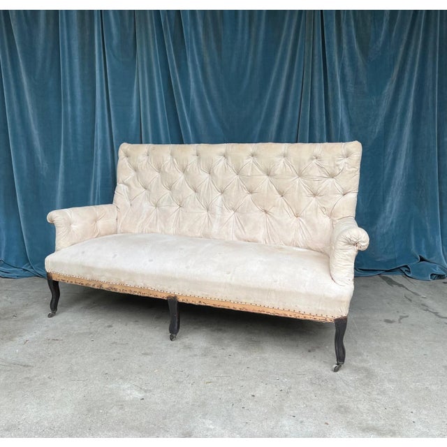 Textile Large French 19th C Napoleon III Tufted Sofa For Sale - Image 7 of 12