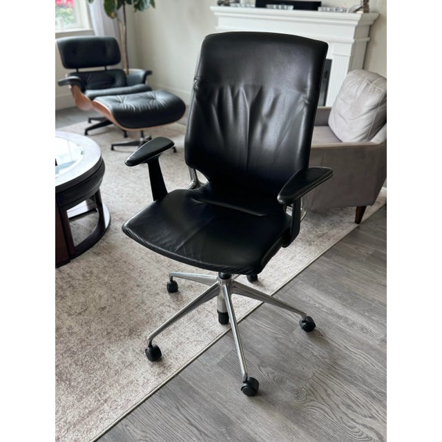 2000 - 2009 Vitra Meta Leather Swivel Chair For Sale - Image 5 of 8