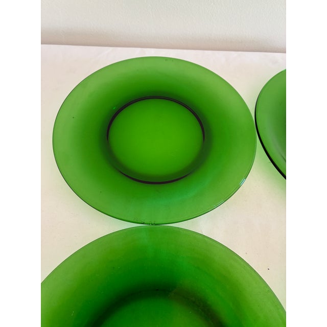 Vintage Emerald Green Glass Plates, Vereco France - Set of 4 For Sale - Image 4 of 8