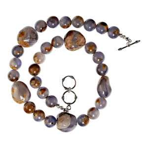 Blue Chalcedony With Matrix Necklace