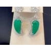 20 Ct Fine Emerald Cabochon & 4 Ct Rose Cut Diamond 18 Kt White Gold Earrings For Sale - Image 16 of 18