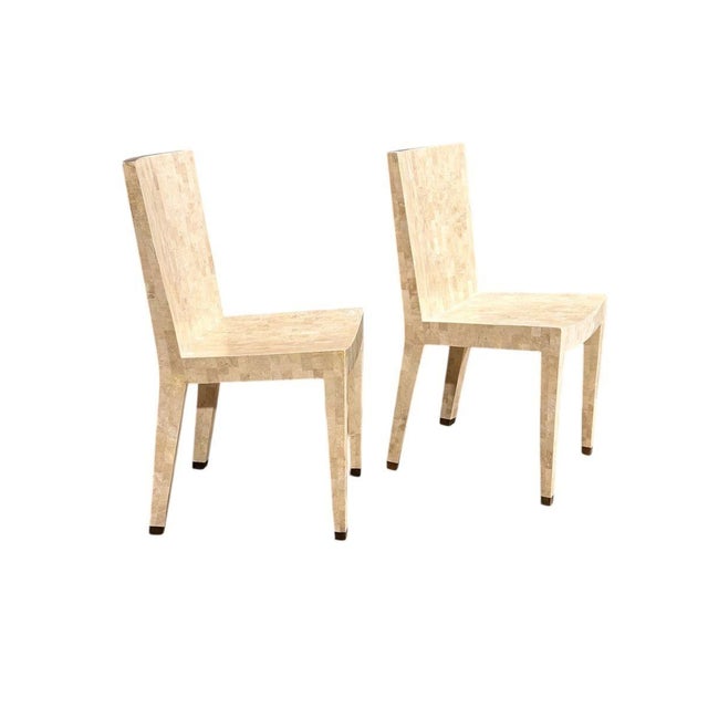Mid-Century Modern Maitland Smith Tessellated Stone Side Chairs, 1960 For Sale - Image 3 of 8