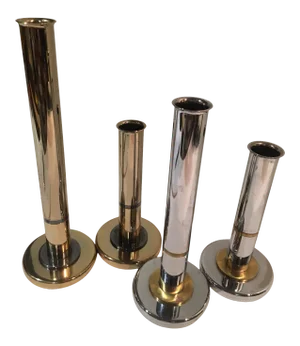 Mid-Century Modern Brass, Chrome & 24 Carat Candle Stick Holders- Set of 4