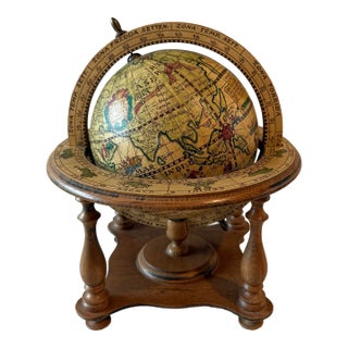 Vintage Italian Wood Zodiac Globe For Sale