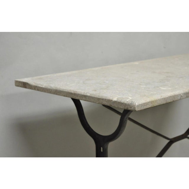 Black Antique French Victorian Cast Iron Pastry Table Base Marble Top Console Table For Sale - Image 8 of 18