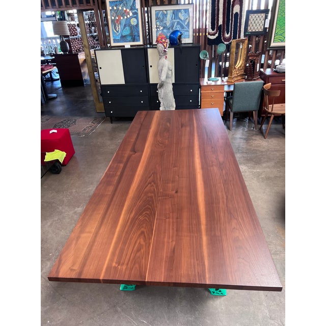 Custom Table With Vintage Hure Cast Iron Base and New Walnut Top For Sale In Phoenix - Image 6 of 8