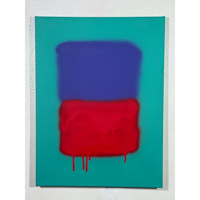 Mid-Century Modern Abstract, Modern Color Field Painting From the Series Bleeding Rothko “Green, Purple, Red” For Sale - Image 3 of 3