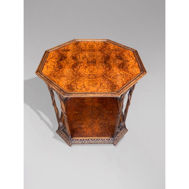 1920s French Octagonal Burr Walnut Table, 1920 For Sale - Image 5 of 7