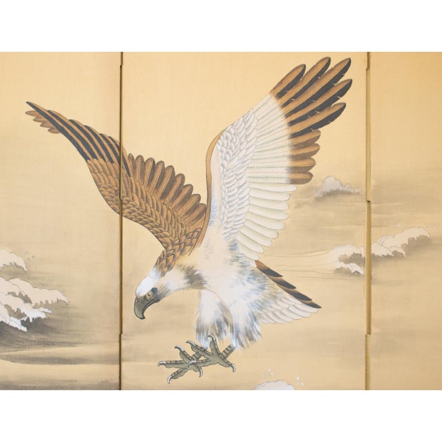 C. 1970s Painted Chinese Silk Screen "Bald Eagle" For Sale In Dallas - Image 6 of 18