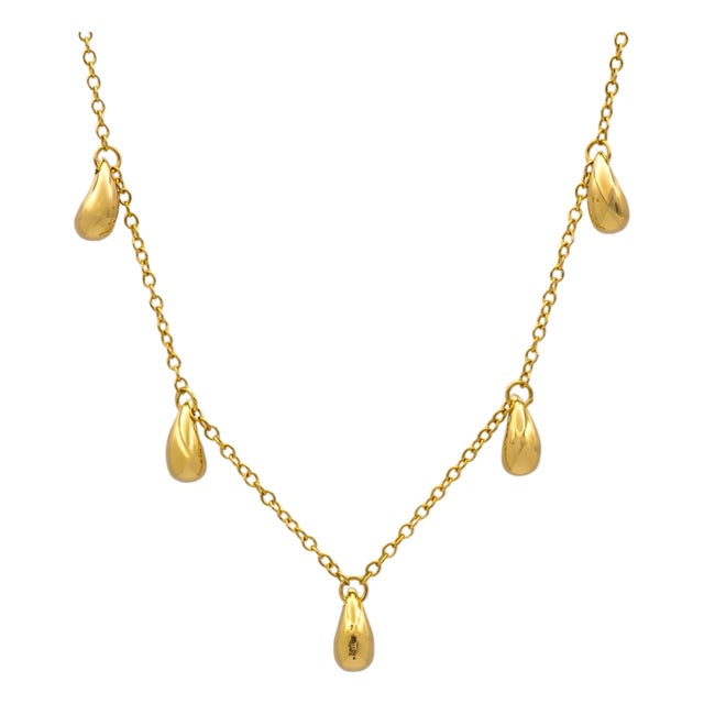 Vintage Tiffany & Co. Elsa Peretti 18k Yellow Gold Teardrop Necklace 18 Inch For Sale