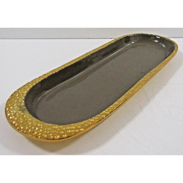 1990s Nima Oberoi Lunares Cosmos Long Tray Enamel and Gold Plated For Sale - Image 4 of 11