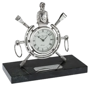 Solid Silver Horse Racing Clock, Edinburgh, 1983
