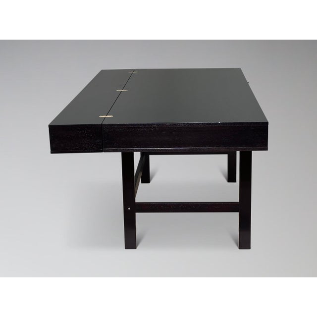 Refinished Ebonized Teak Flip Top Executive Desk Attr. Jens Quistgaard for Peter Løvig Nielsen For Sale In Milwaukee - Image 6 of 17