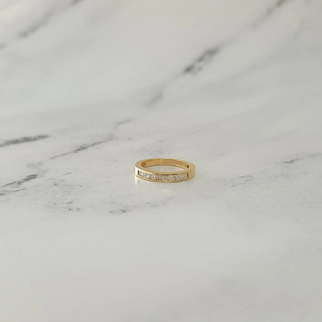 Half Carat Princess Cut Diamond Wedding Band, Size 6.5 For Sale - Image 4 of 5