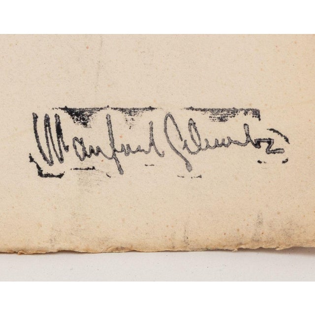 Figurative Manfred Schwartz Portrait of Man Charcoal on Paper For Sale - Image 3 of 4