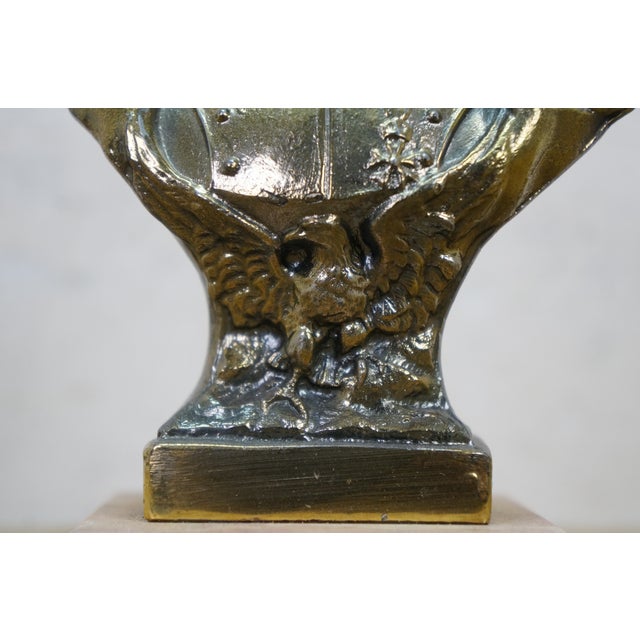 Cast Spelter Metal Bust of Napoleon Library Statue Paperweight Marble Base 7" For Sale - Image 9 of 12