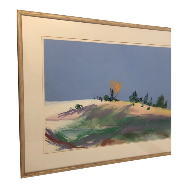 Large Original Vintage Pastel Landscape Drawing Signed For Sale