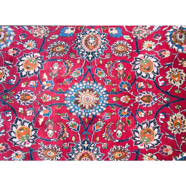 Red Mid 20th Century Persian Meshed Rug For Sale - Image 8 of 15