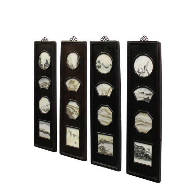 Chinese Rosewood Dream Stone Scenery Wall Panel Set 4 Pieces For Sale In San Francisco - Image 6 of 9