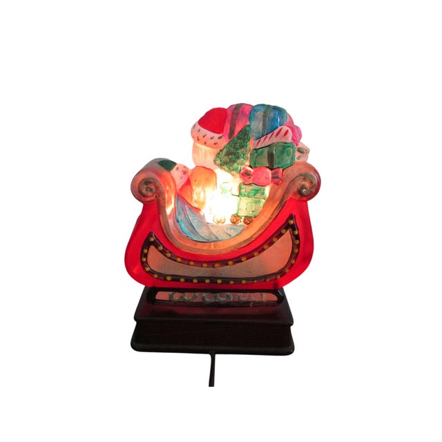 1990s Old World Christmas Santa in Sleigh Lamp 10th Anniversary Edition Hand Painted Retired For Sale - Image 9 of 12