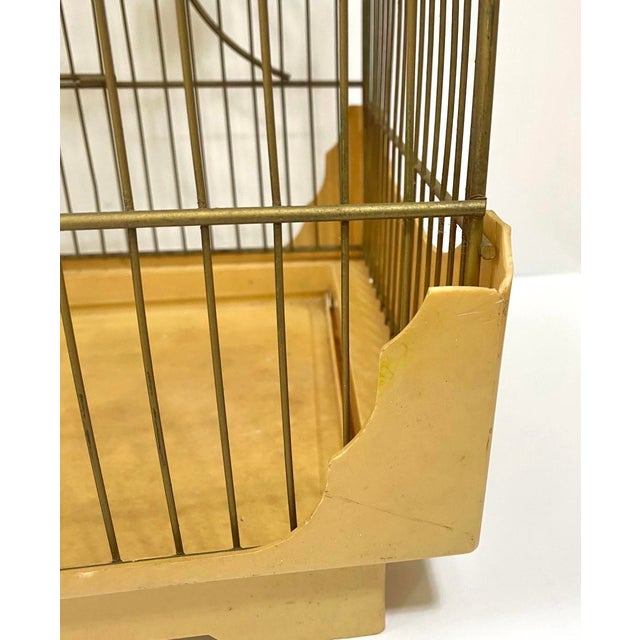 Gold Vintage 1950s Hollywood Regency Gold Metal Bird Cage With Floral Accents For Sale - Image 8 of 10