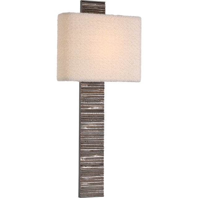 Modern Anne-Marie Barton for Visual Comfort Signature Fumar 23" Tail Sconce in Ridged Graphite with Bouclé Shade For Sale - Image 3 of 14