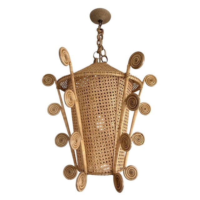 Chinoiserie Large Rattan Caning Pagoda Lantern For Sale - Image 3 of 9