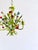 Vintage painted tole chandelier with three light arms and hand-formed floral and foliate decoration. The fixture features...