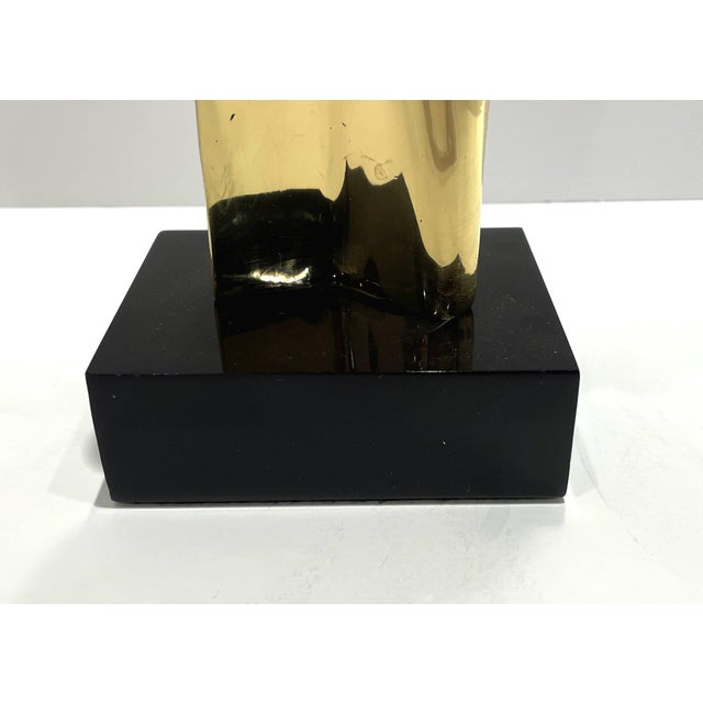 Bronze Late 20th Century Polished Bronzed Figural Sculpture on Black Acrylic Base For Sale - Image 8 of 8
