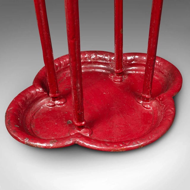 Red 1850s Victorian Antique Decorative Stick Stand, English Cast Iron Umbrella Rack For Sale - Image 8 of 8