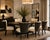Striking set of six American Mid-Century Modern “Tuxedo” dining chairs, circa 1960s, distinguished by their dramatic...