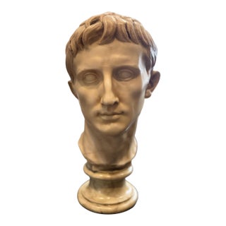 Neoclassical Roman Emperor Bust – Faux Marble Resin Sculpture – 20” For Sale