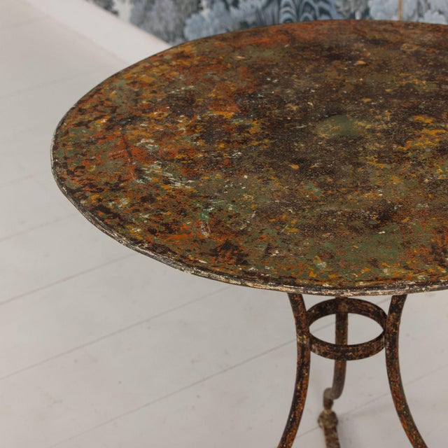 19th C. French Metal Guéridon Round Side Table in Original Patina For Sale In Wichita - Image 6 of 17