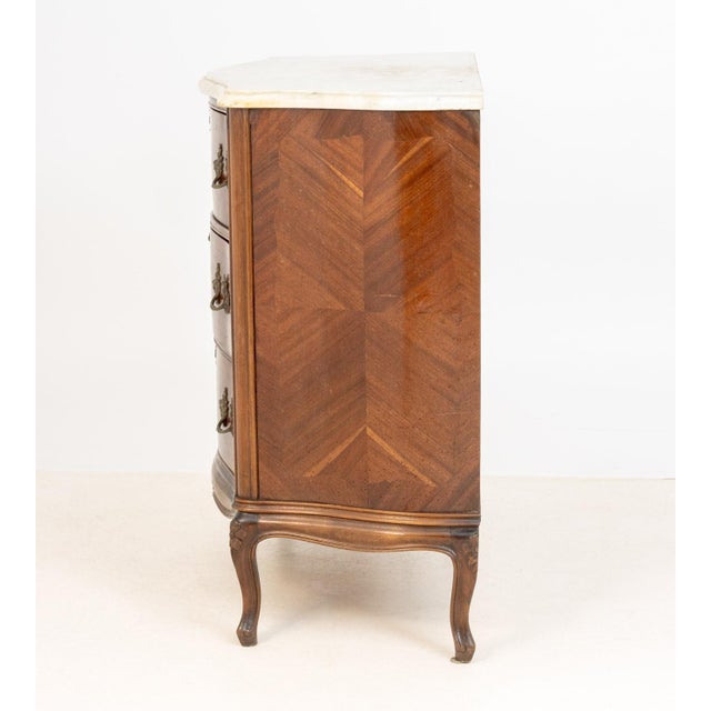 Wood Louis XV Style Walnut Parquetry Commode For Sale - Image 7 of 10