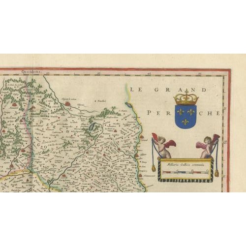 Antique Blue Map of Beauce & Perche, France, 1642 For Sale - Image 6 of 11