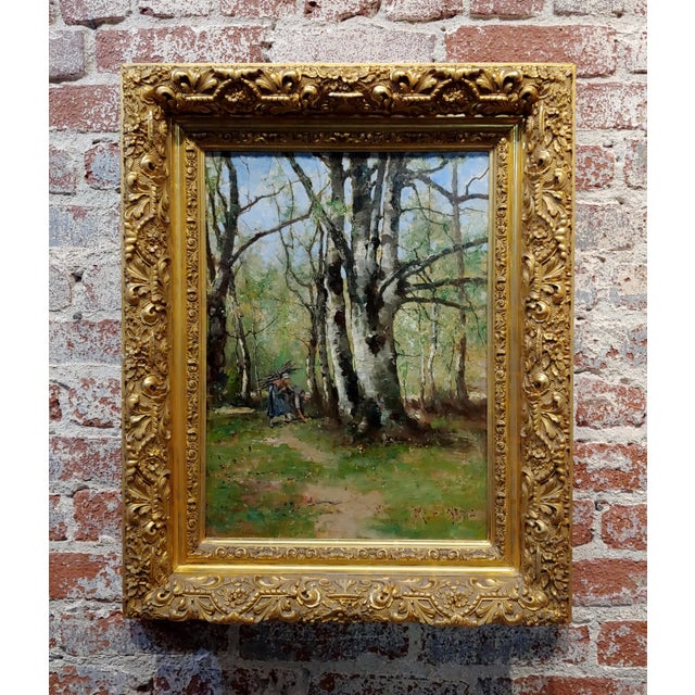 Max Weyl - Women in Forest Collecting Wood -Oil Painting For Sale - Image 11 of 11