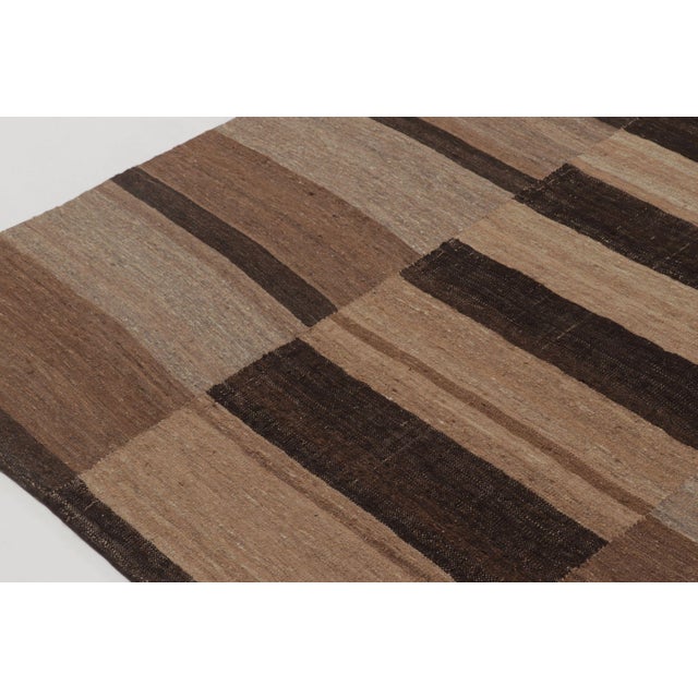 Textile Oversized Vintage Mazandaran Runner Kilim in Brown With Stripes - Rug & Kilim For Sale - Image 7 of 9